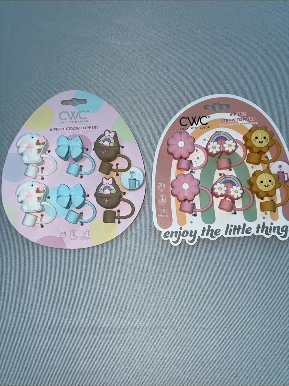 CWC Straw Toppers Set - Pink and Blue